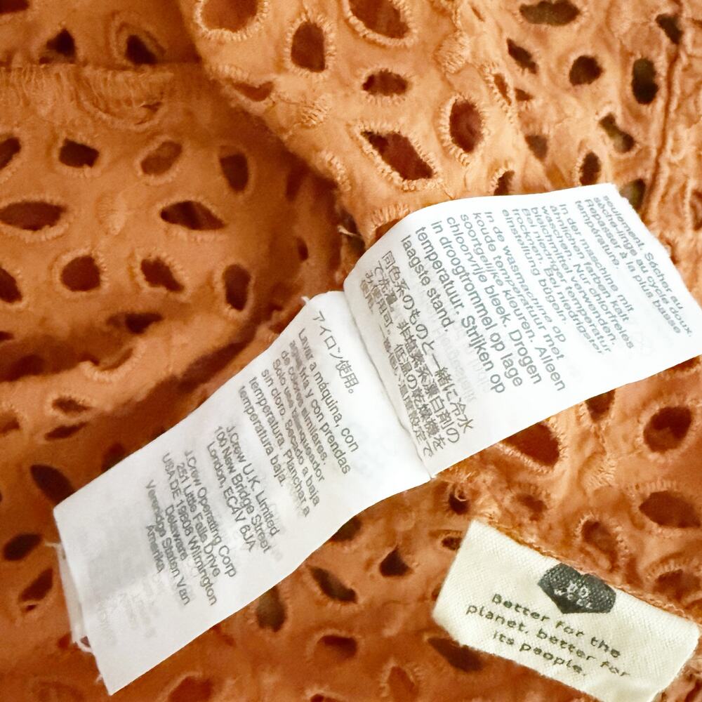 MADEWELL | Eyelet Ruffle-Sleeve Pintuck Mini Dress Orange Mulled Cider | Medium - Picture 8 of 9